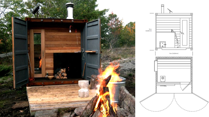 Illustration for article titled A Portable Shipping Container Sauna Is the Ultimate Stress Toy